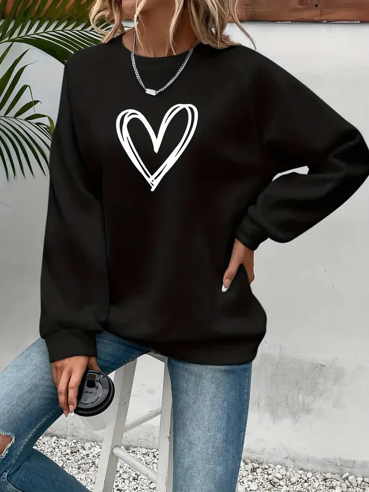 Nabia | Heart Print Sweatshirt Sweatshirt with style
