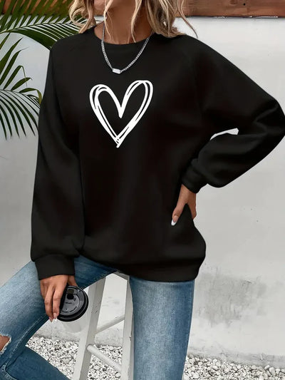Nabia | Heart Print Sweatshirt Sweatshirt with style