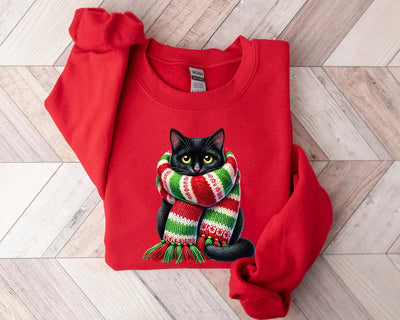 Scarf Cat Christmas Sweatshirt for Women and Men