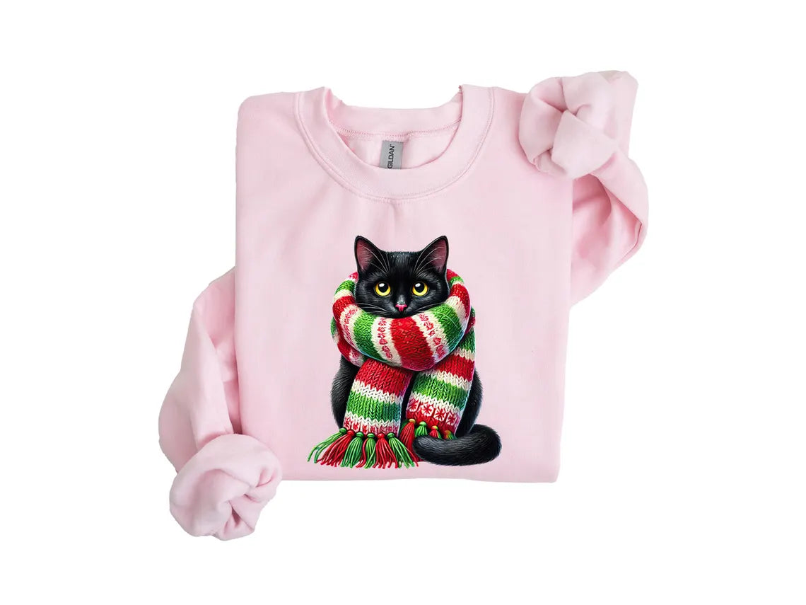 Scarf Cat Christmas Sweatshirt for Women and Men