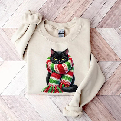 Scarf Cat Christmas Sweatshirt for Women and Men