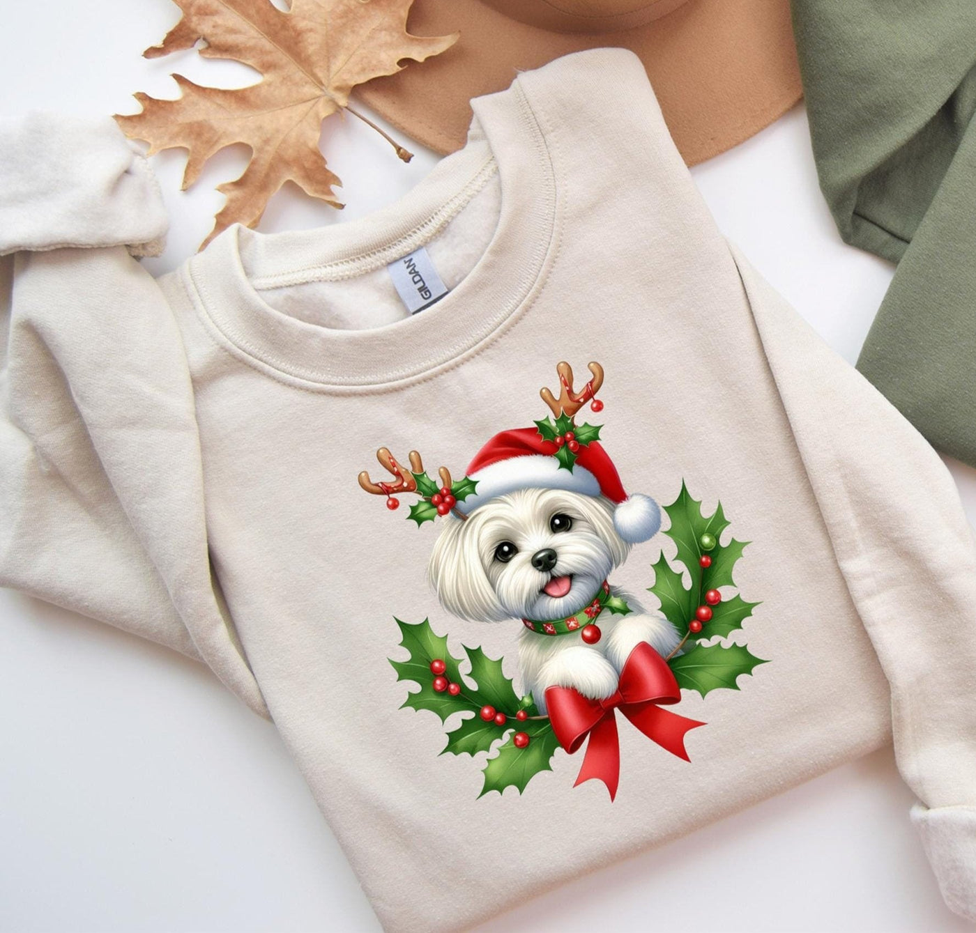 Christmas jumper for dogs with Maltese motif