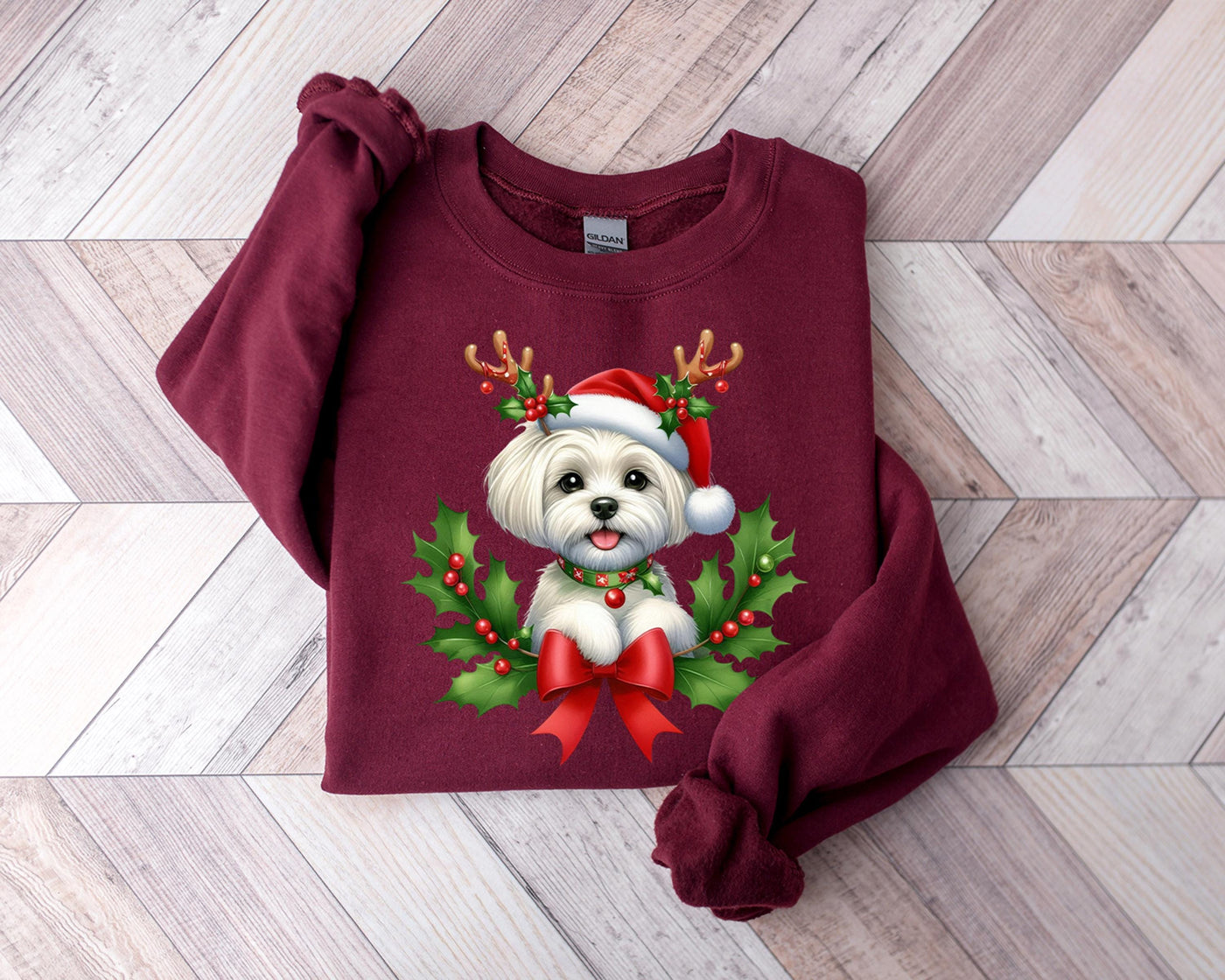 Christmas jumper for dogs with Maltese motif