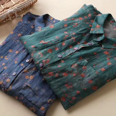 Clara | Floral shirt with half button placket