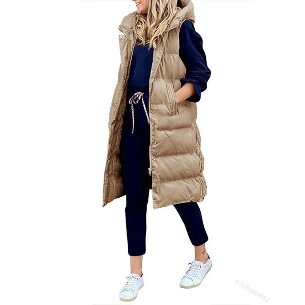 WESTE COTTON LONG COAT SLEEVELESS LOOSE JACKET