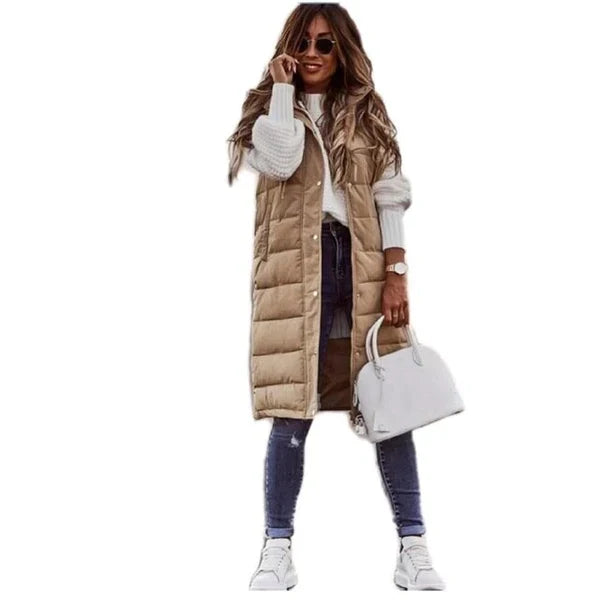WESTE COTTON LONG COAT SLEEVELESS LOOSE JACKET