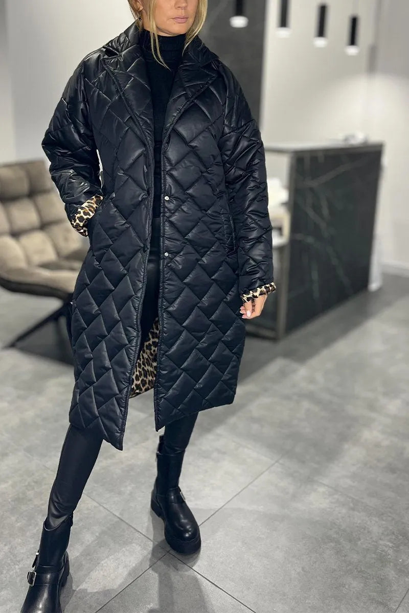 Lina | Stylish reversible coat with soft leopard print lining