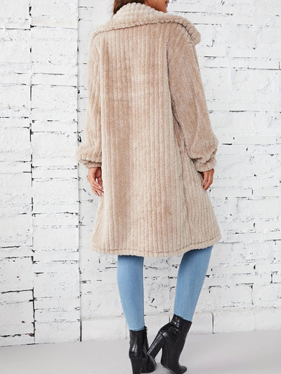 Liesa | Effortlessly cosy mid-length fuzzy coat with button placket Outerwear
