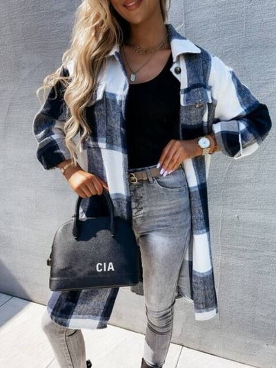 CARA | STYLISH CHECKED COAT WITH A SLIM FIT