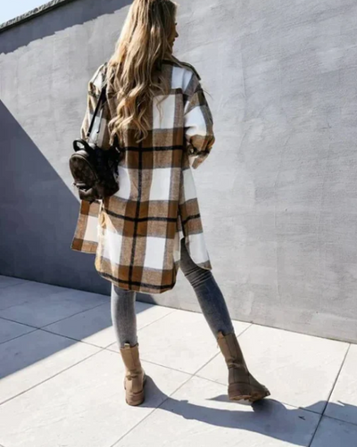 CARA | STYLISH CHECKED COAT WITH A SLIM FIT