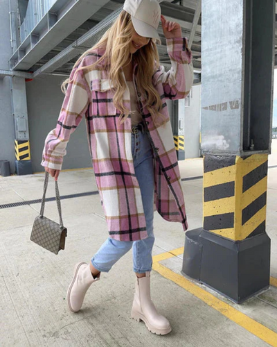CARA | STYLISH CHECKED COAT WITH A SLIM FIT