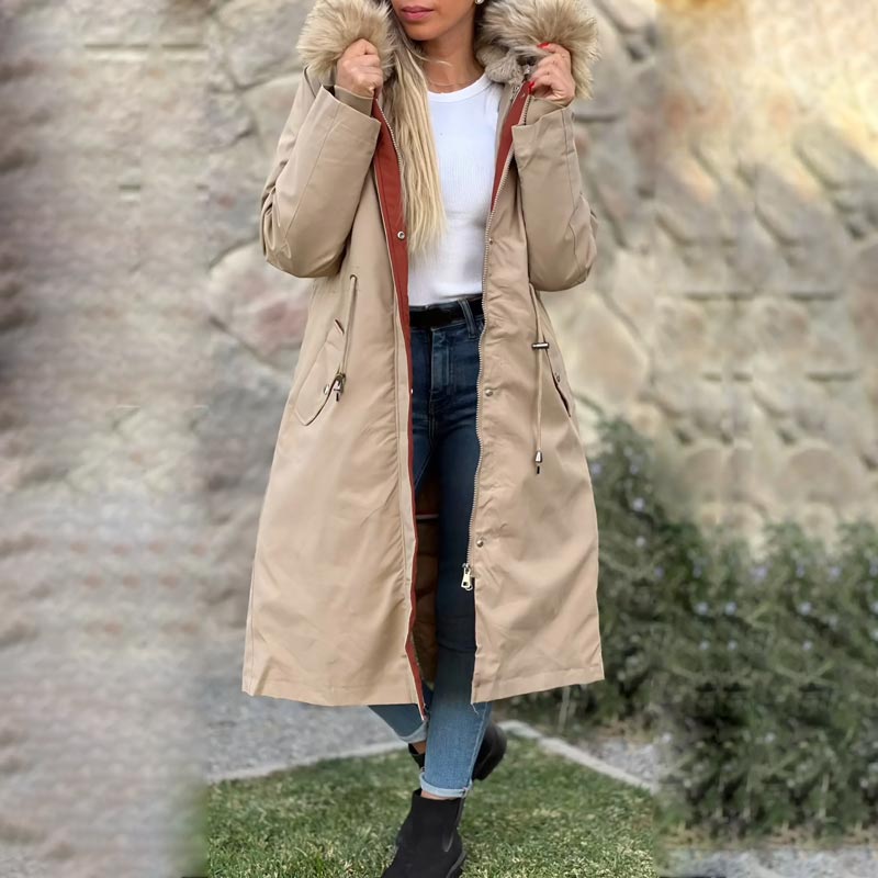 Isabelle | Women's winter jacket with hood and fur trim