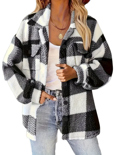Amelie | Checked transitional jacket in fleece material